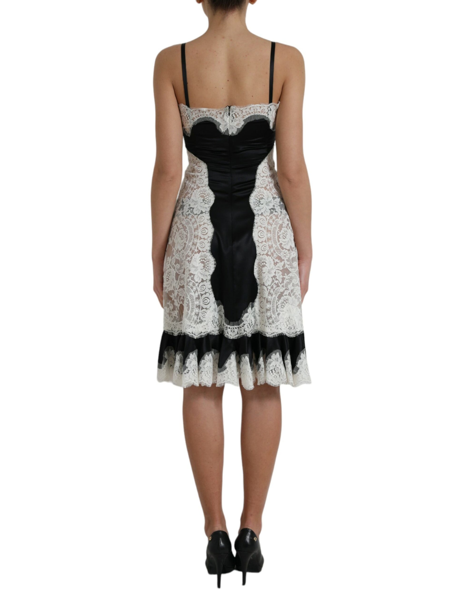 Vestido elegante de encaje en línea A con mezcla de seda de Dolce &amp; Gabbana