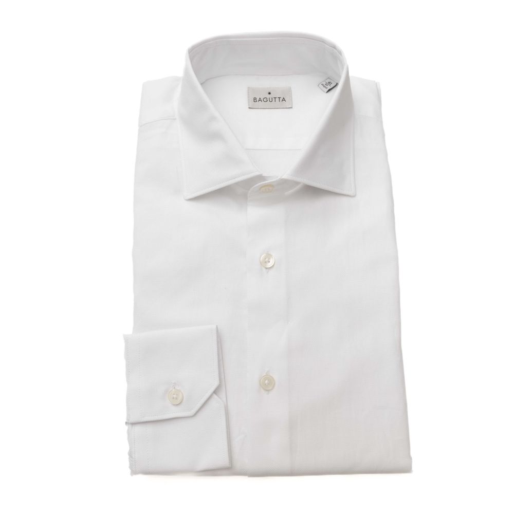 Camisa de algodón blanca para hombre Bagutta