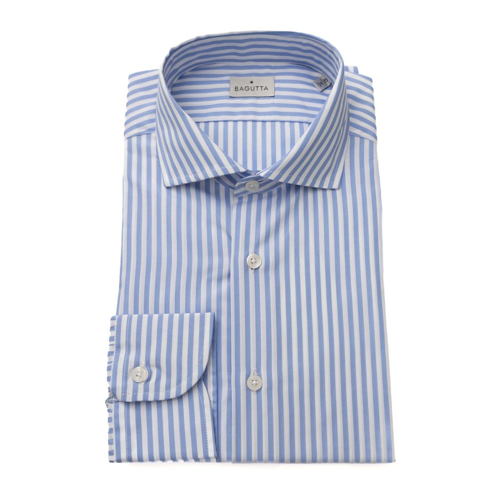 Camisa Bagutta de algodón azul claro para hombre