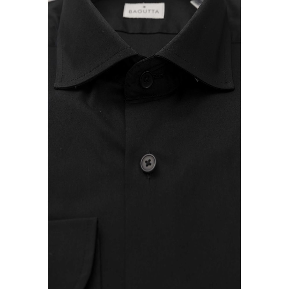 Camisa de algodón negra para hombre Bagutta