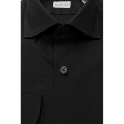 Camisa de algodón negra para hombre Bagutta