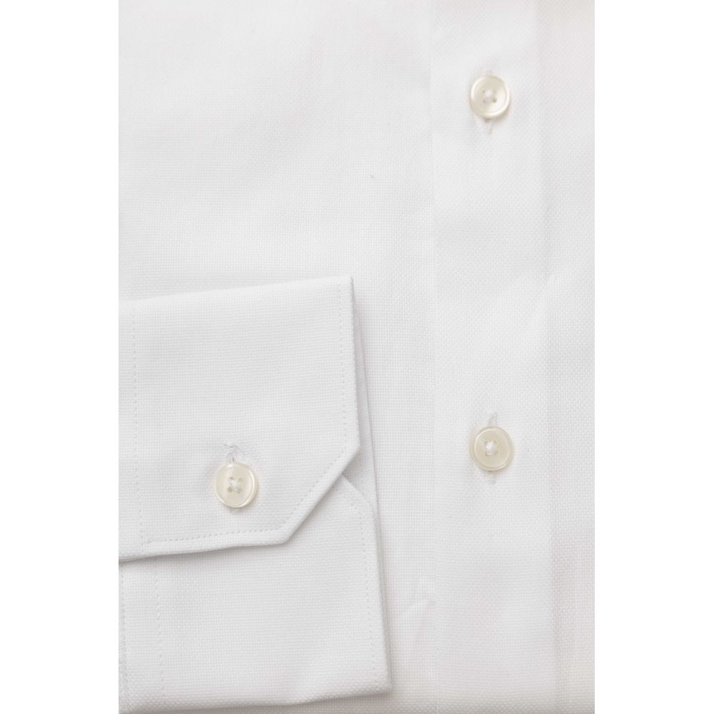 Camisa elegante de algodón blanco con cuello francés de Bagutta