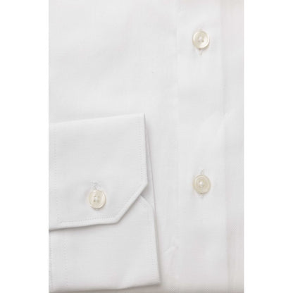 Camisa elegante de algodón blanco con cuello francés de Bagutta