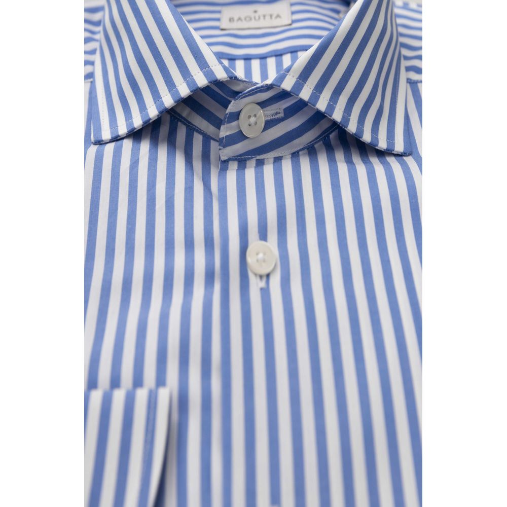 Camisa Bagutta de algodón azul claro para hombre