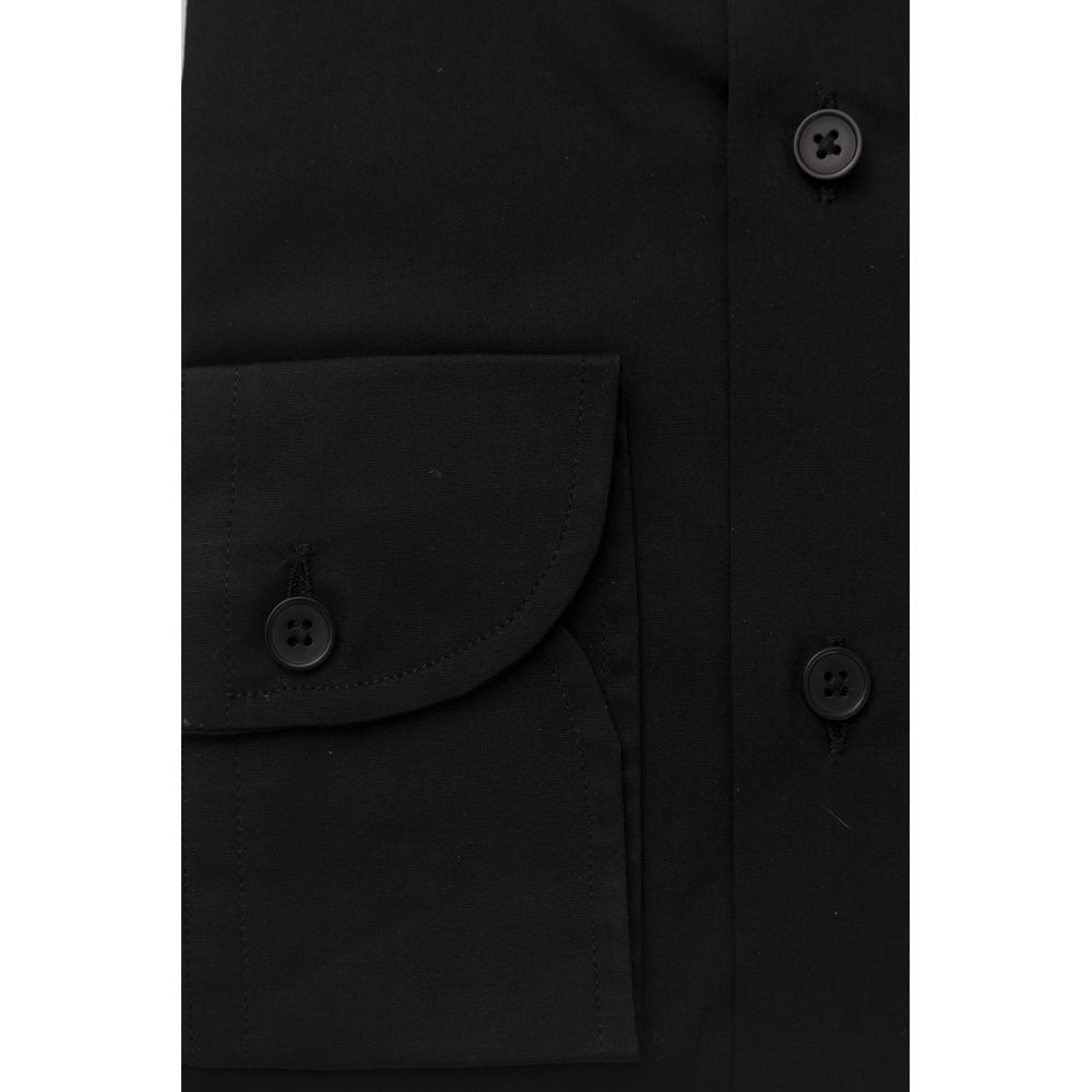 Camisa de algodón negra para hombre Bagutta