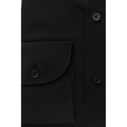 Camisa de algodón negra para hombre Bagutta