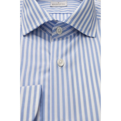 Camisa Bagutta de algodón azul claro para hombre