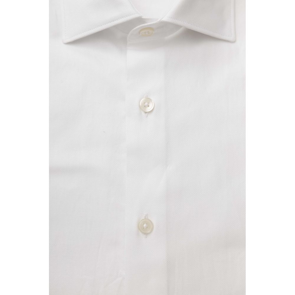 Camisa de algodón blanca para hombre Bagutta