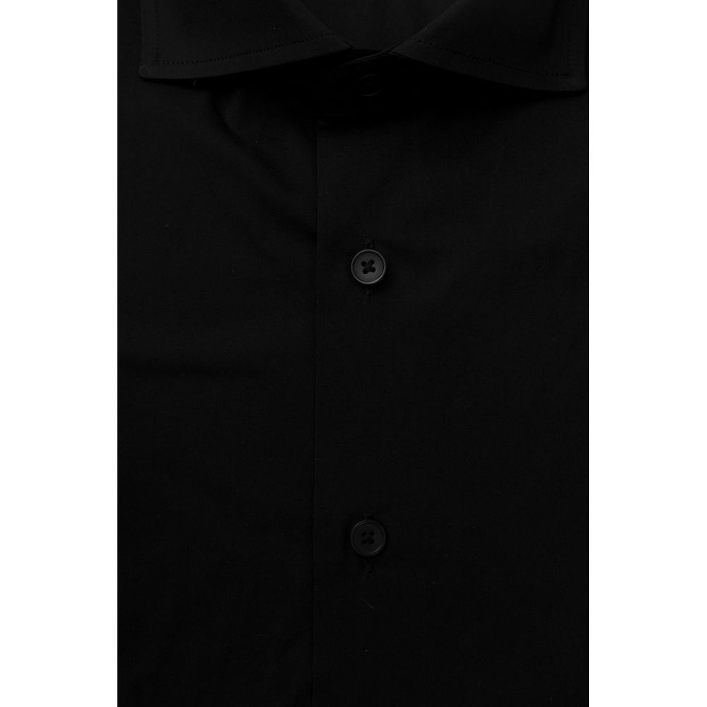 Camisa de algodón negra para hombre Bagutta