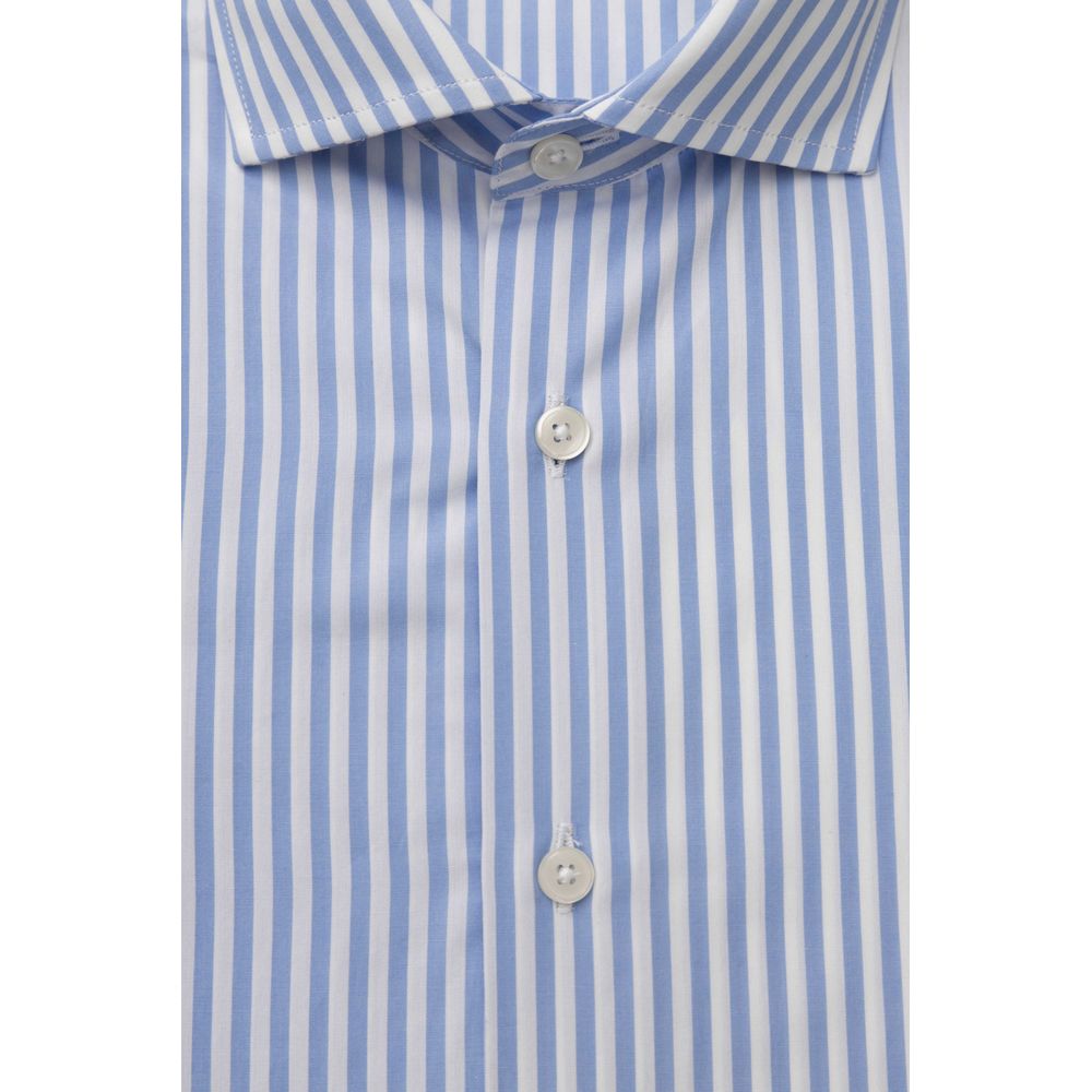 Camisa Bagutta de algodón azul claro para hombre