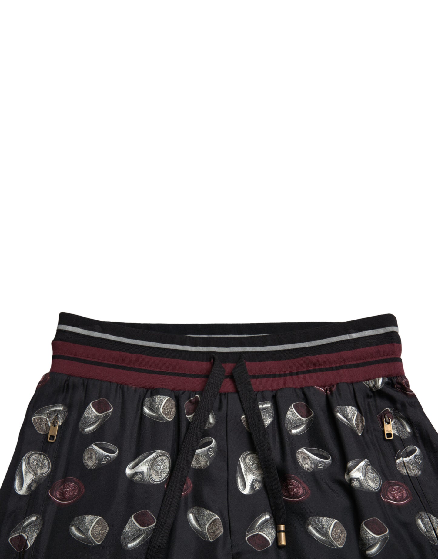 Pantalones deportivos elegantes de seda con estampado de anillos de Dolce &amp; Gabbana