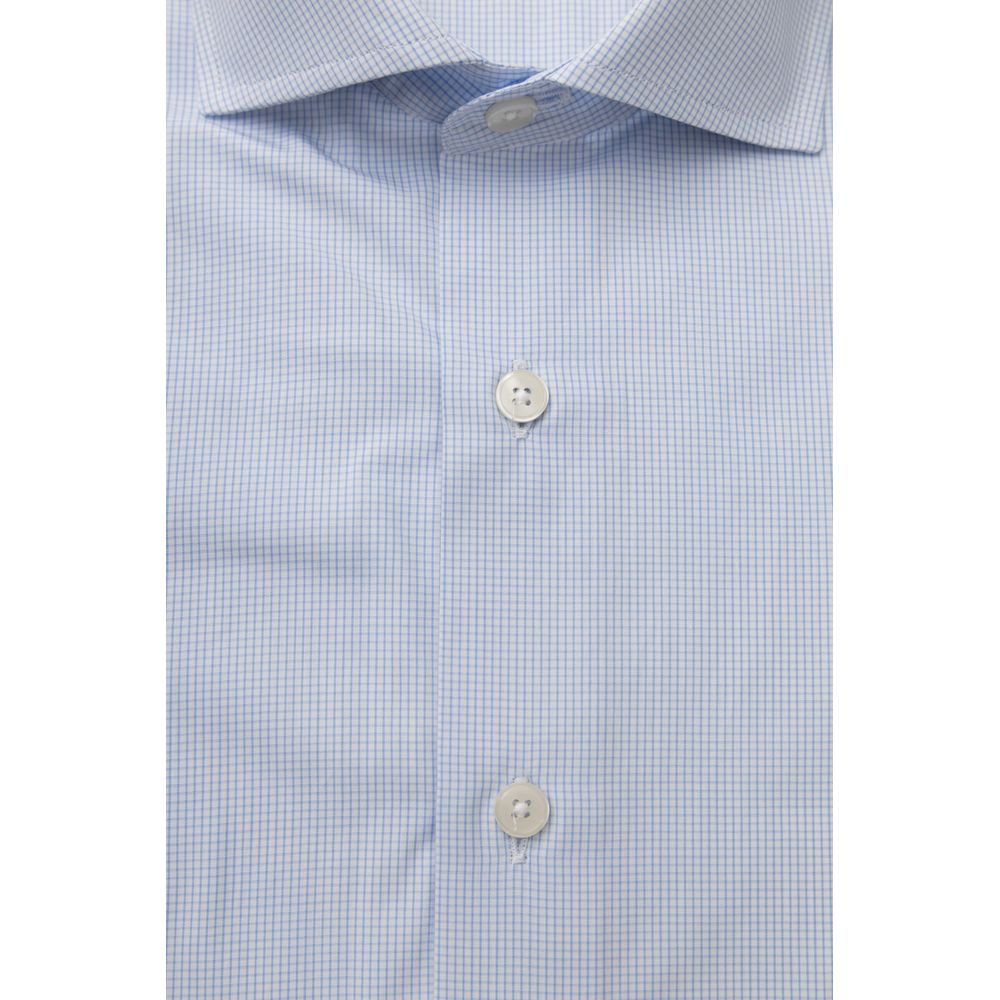 Camisa Bagutta de algodón azul claro para hombre