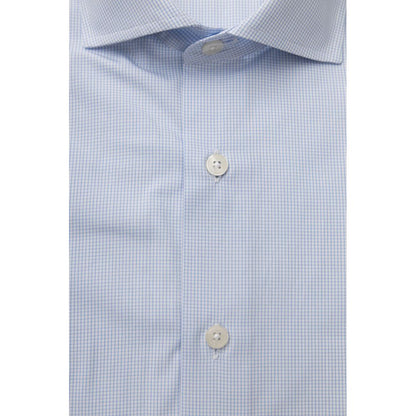 Camisa Bagutta de algodón azul claro para hombre