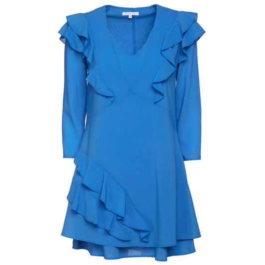 Vestido mini elegante con volantes en azul claro de Patrizia Pepe