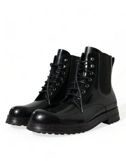 Dolce & Gabbana Elegant Black Leather Mid Calf Men's Boots