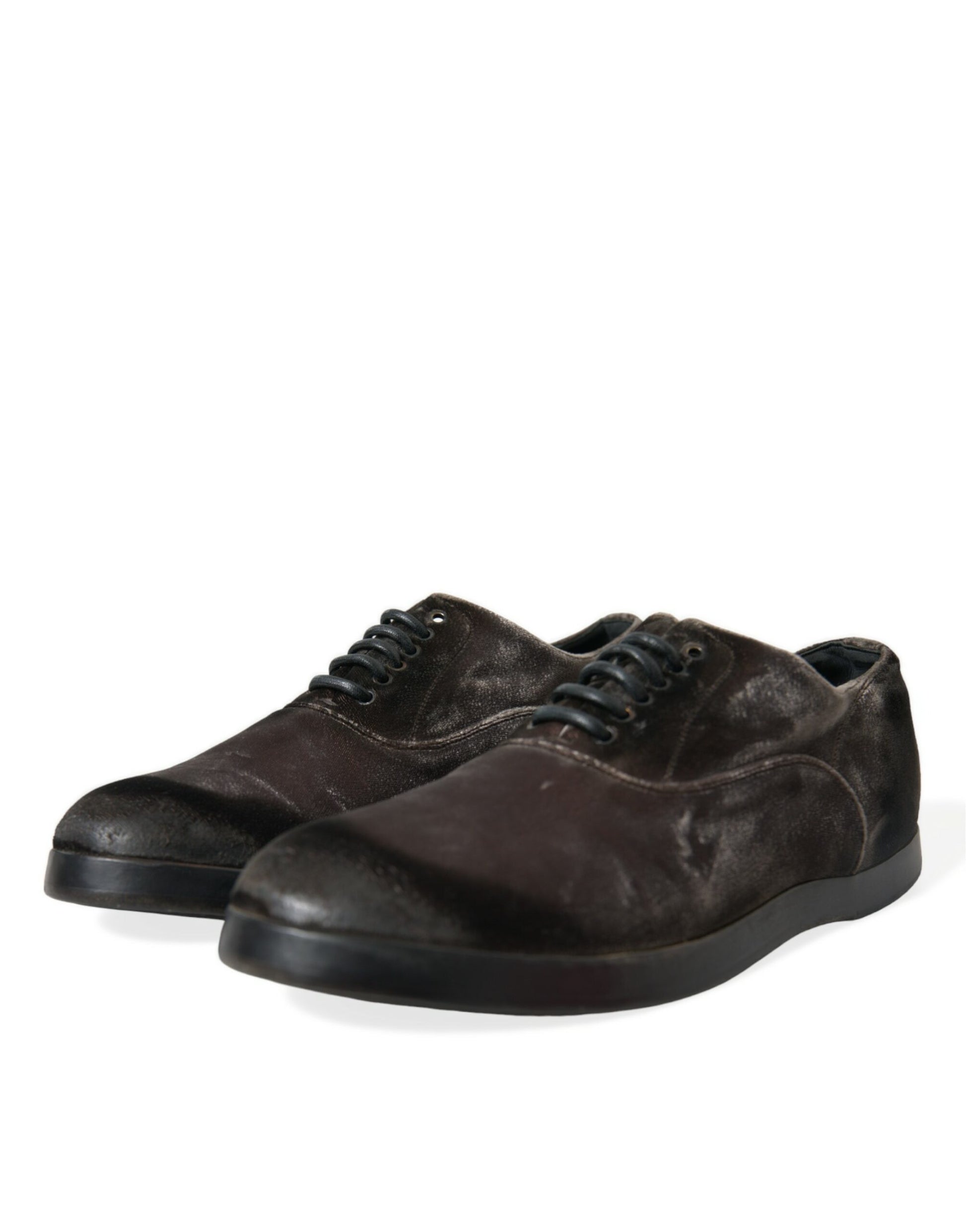 Elegantes zapatos Oxford de terciopelo marrón con cordones de Dolce &amp; Gabbana