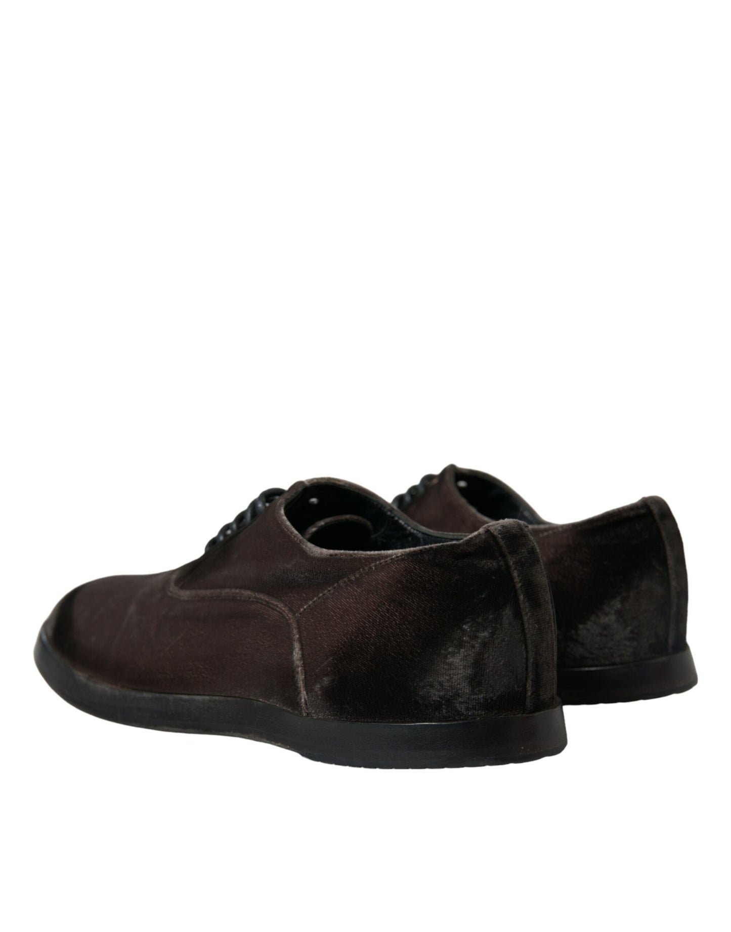 Elegantes zapatos Oxford de terciopelo marrón con cordones de Dolce &amp; Gabbana