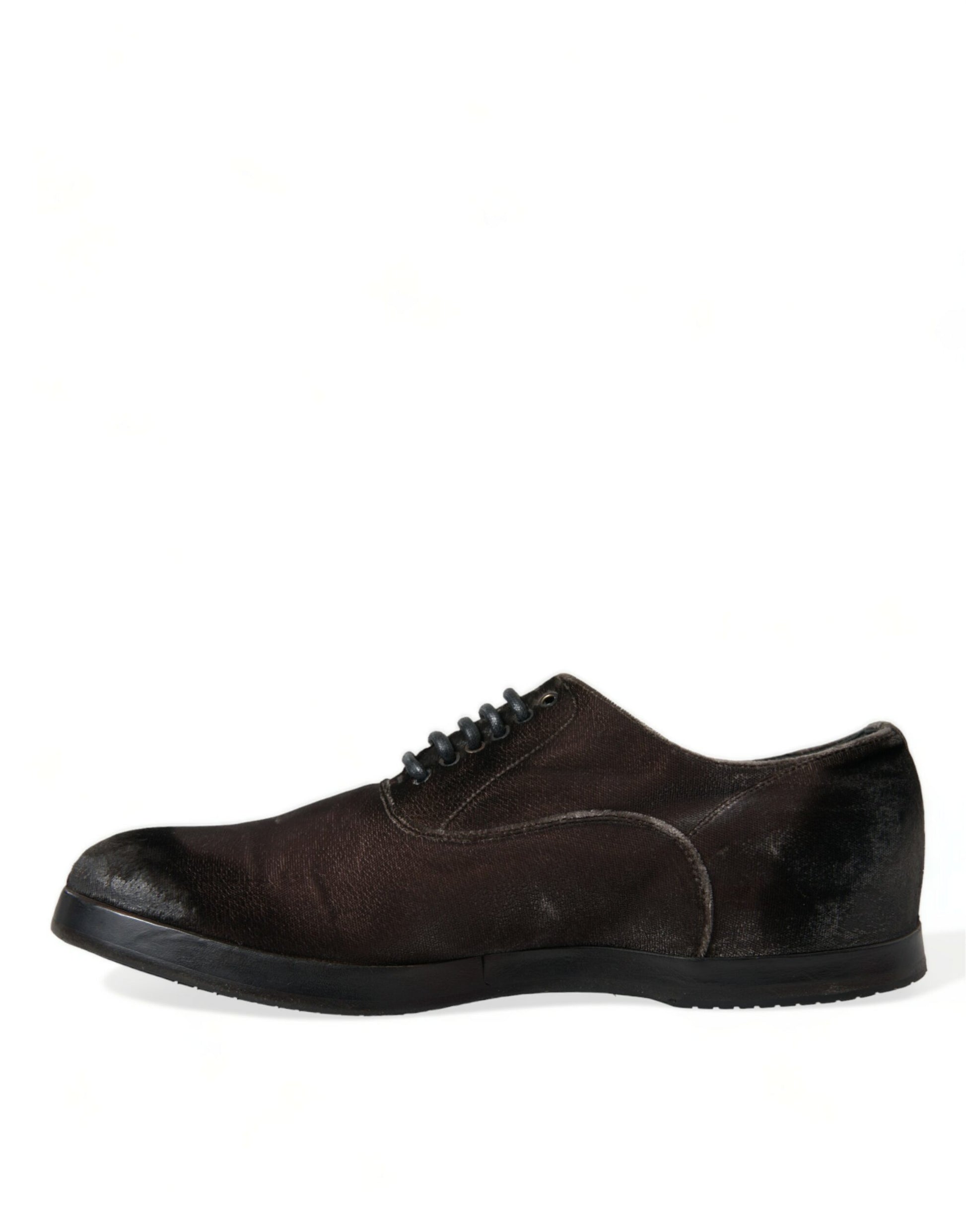 Elegantes zapatos Oxford de terciopelo marrón con cordones de Dolce &amp; Gabbana