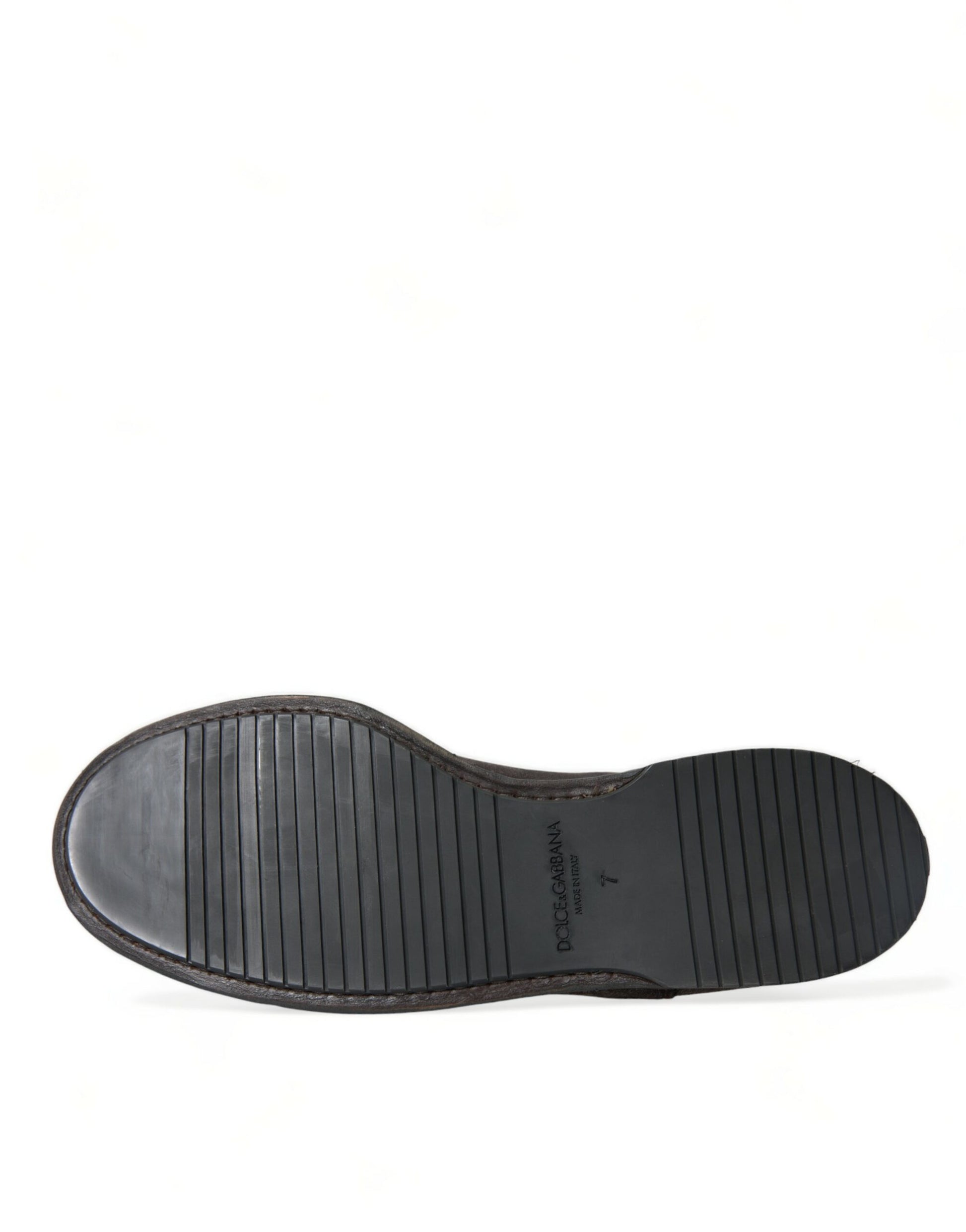 Elegantes zapatos Oxford de terciopelo marrón con cordones de Dolce &amp; Gabbana
