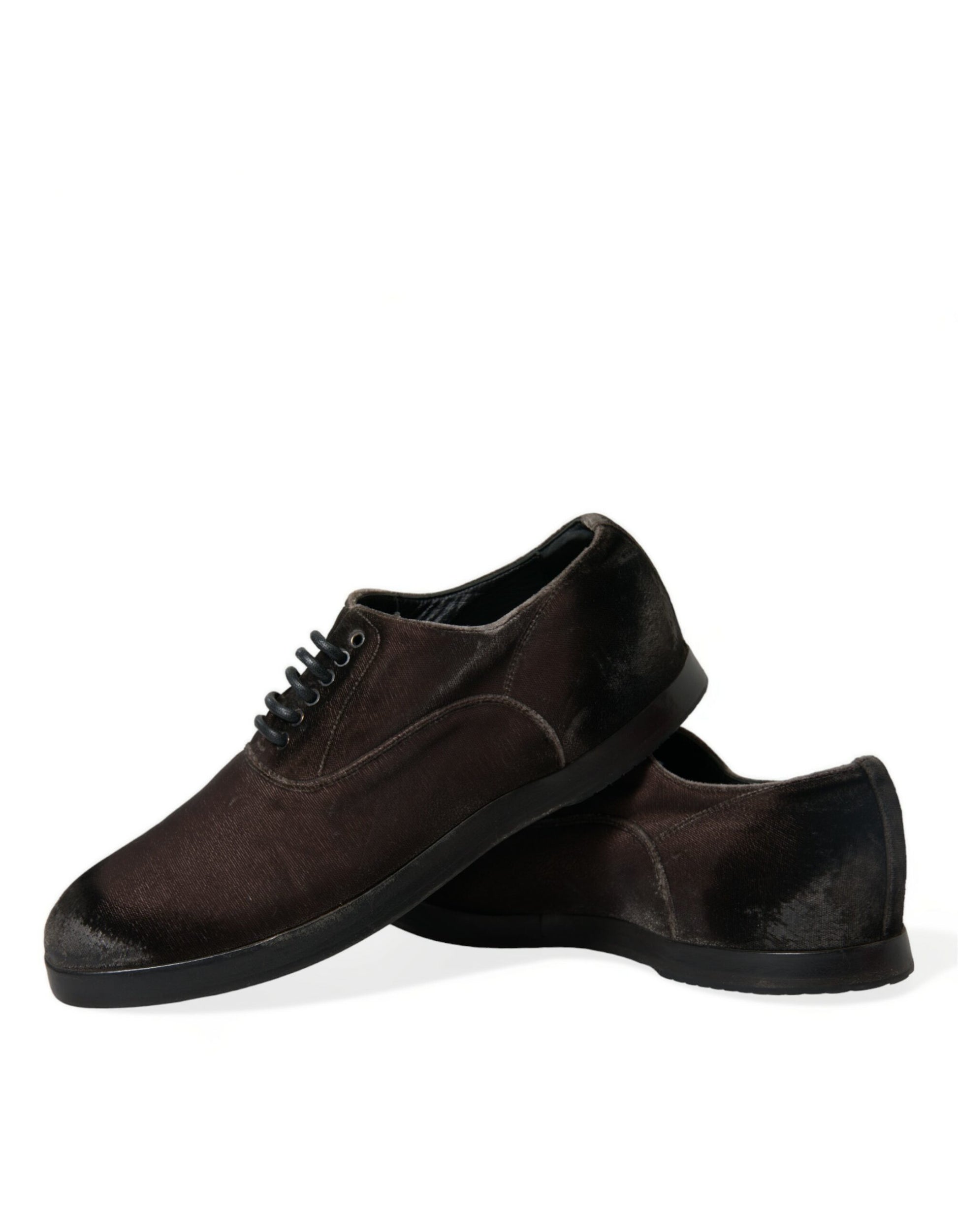 Elegantes zapatos Oxford de terciopelo marrón con cordones de Dolce &amp; Gabbana