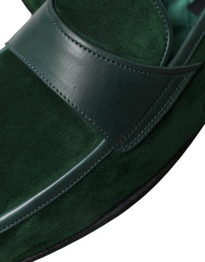 Mocasines de piel de terciopelo esmeralda de Dolce &amp; Gabbana para hombre