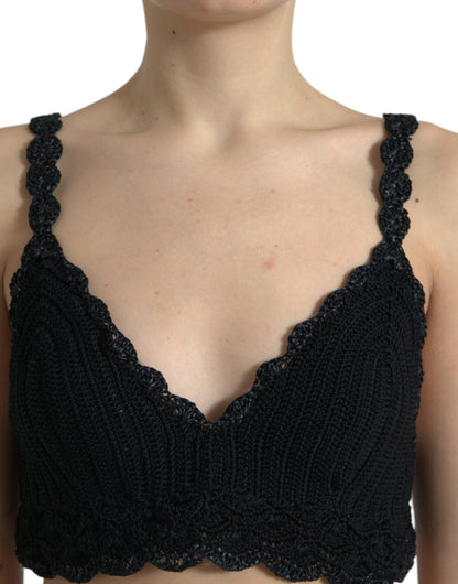 Elegante top con corsé de crochet negro de Dolce &amp; Gabbana