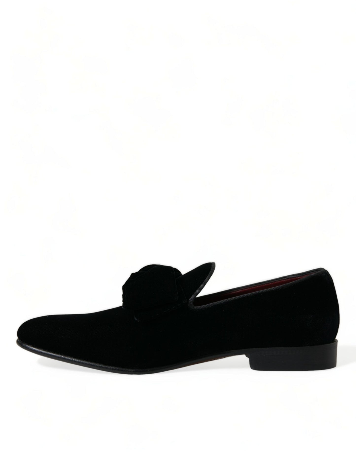 Mocasines elegantes de terciopelo negro de Dolce &amp; Gabbana: calzado de lujo para hombre