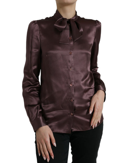 Blusa elegante de seda con cuello ascot de Dolce &amp; Gabbana