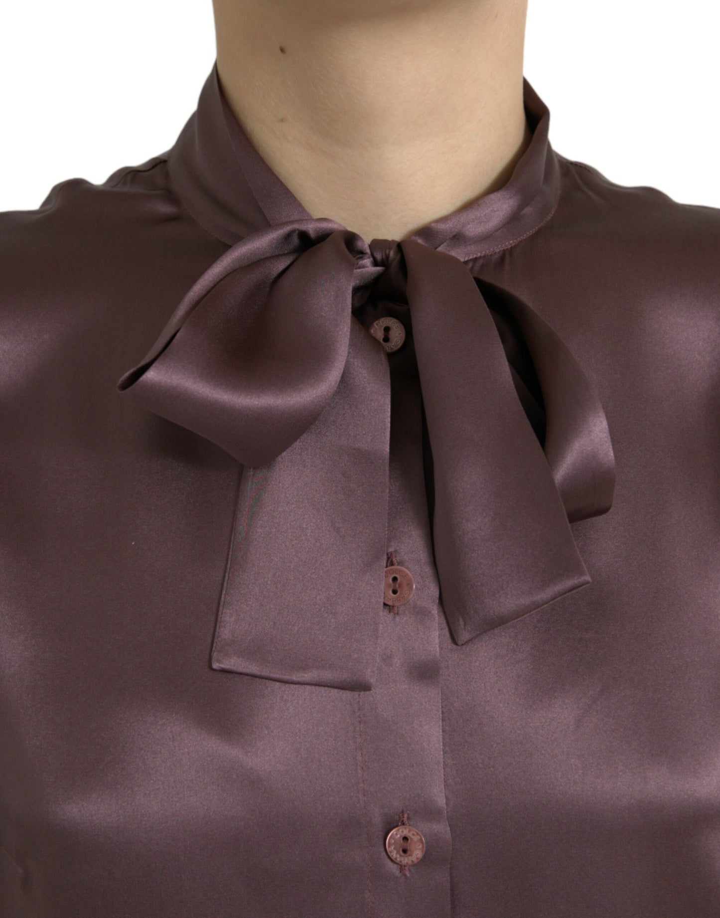 Blusa elegante de seda con cuello ascot de Dolce &amp; Gabbana