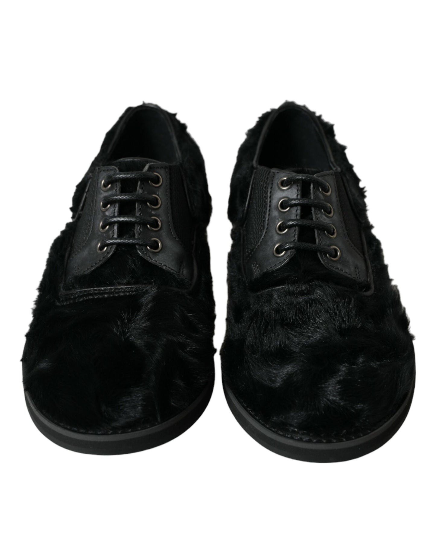 Zapatos de vestir Derby elegantes de piel negra de Dolce &amp; Gabbana para hombre