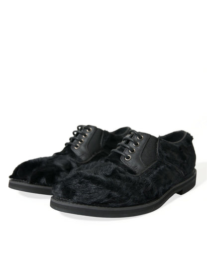 Zapatos de vestir Derby elegantes de piel negra de Dolce &amp; Gabbana para hombre