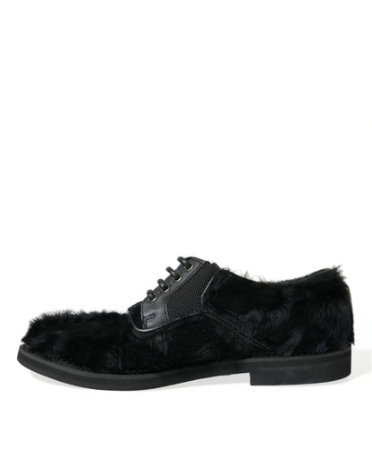 Zapatos de vestir Derby elegantes de piel negra de Dolce &amp; Gabbana para hombre