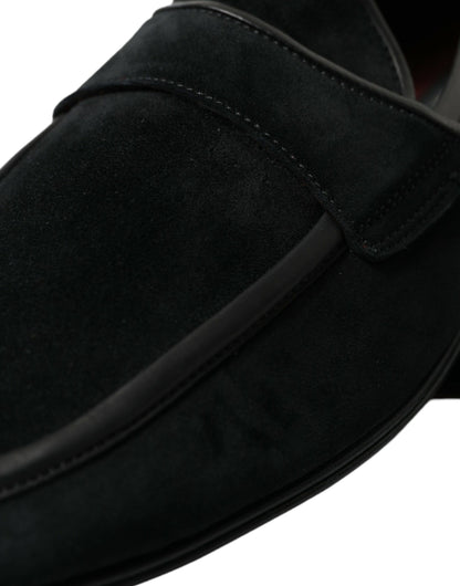 Mocasines elegantes de terciopelo negro de Dolce &amp; Gabbana para hombre