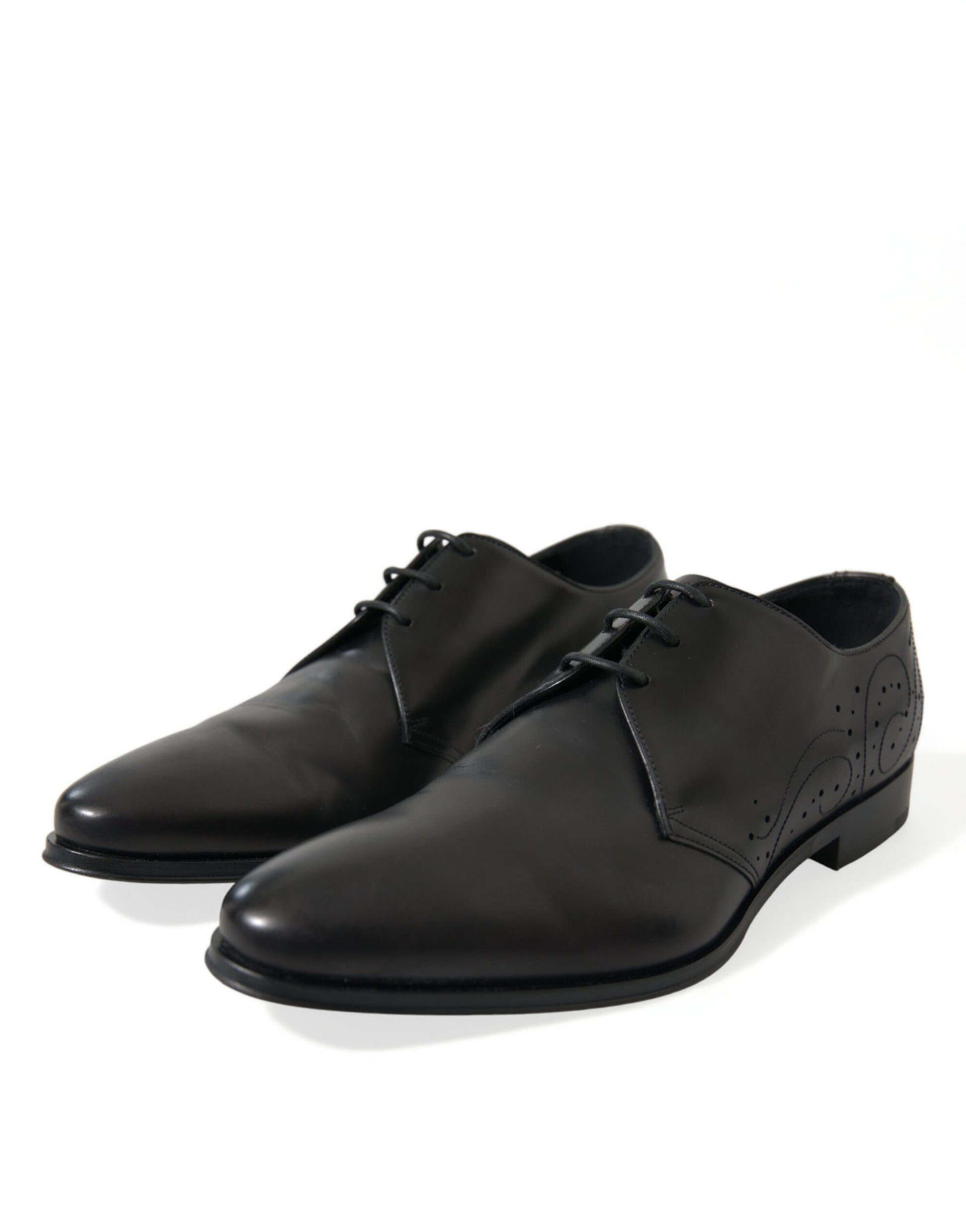 Elegantes zapatos de vestir Derby de cuero negro de Dolce &amp; Gabbana