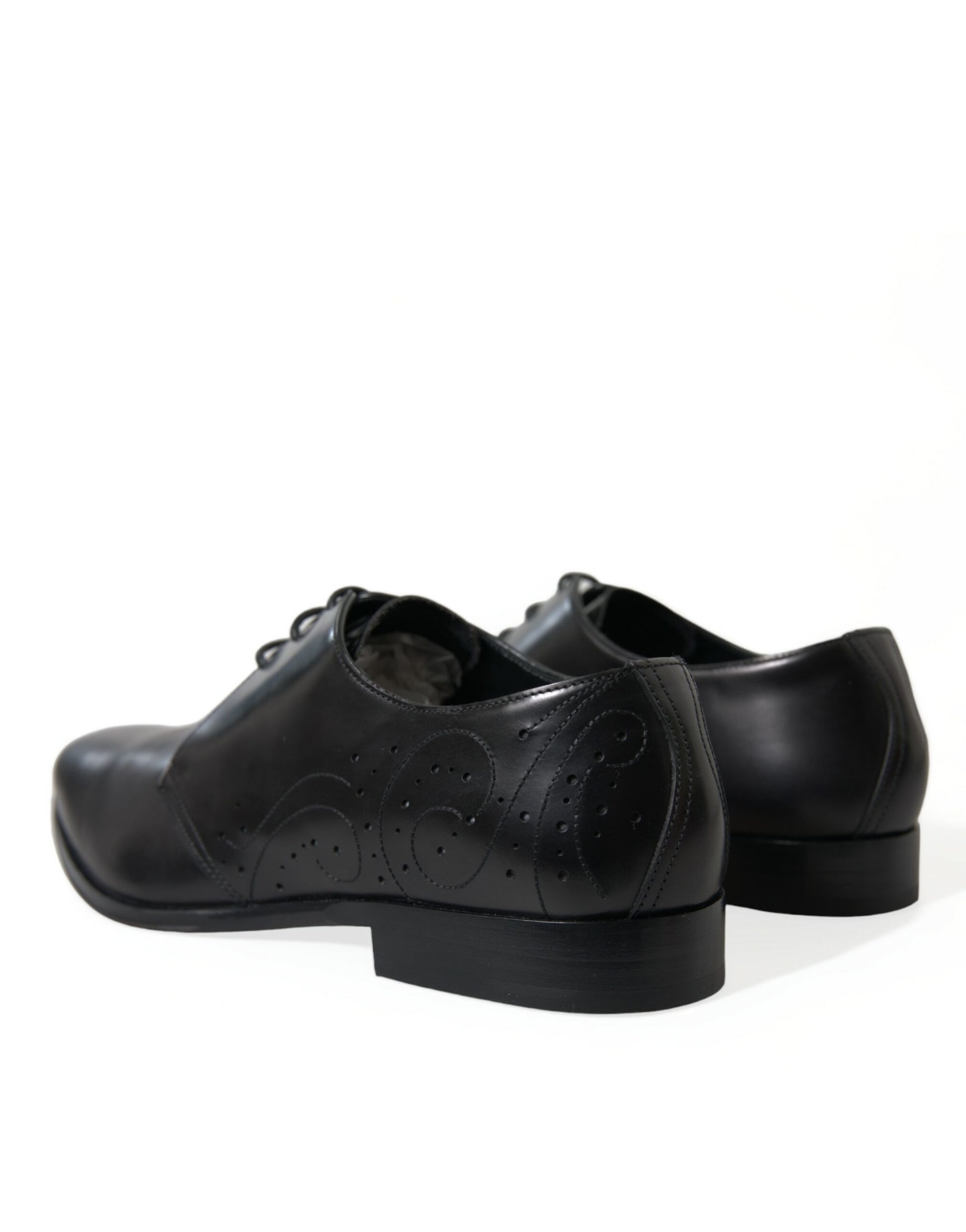 Elegantes zapatos de vestir Derby de cuero negro de Dolce &amp; Gabbana