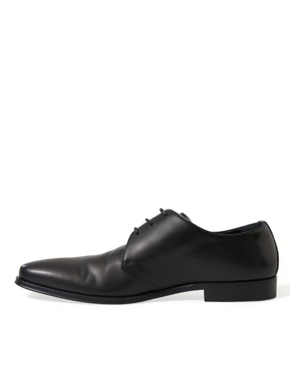 Elegantes zapatos de vestir Derby de cuero negro de Dolce &amp; Gabbana