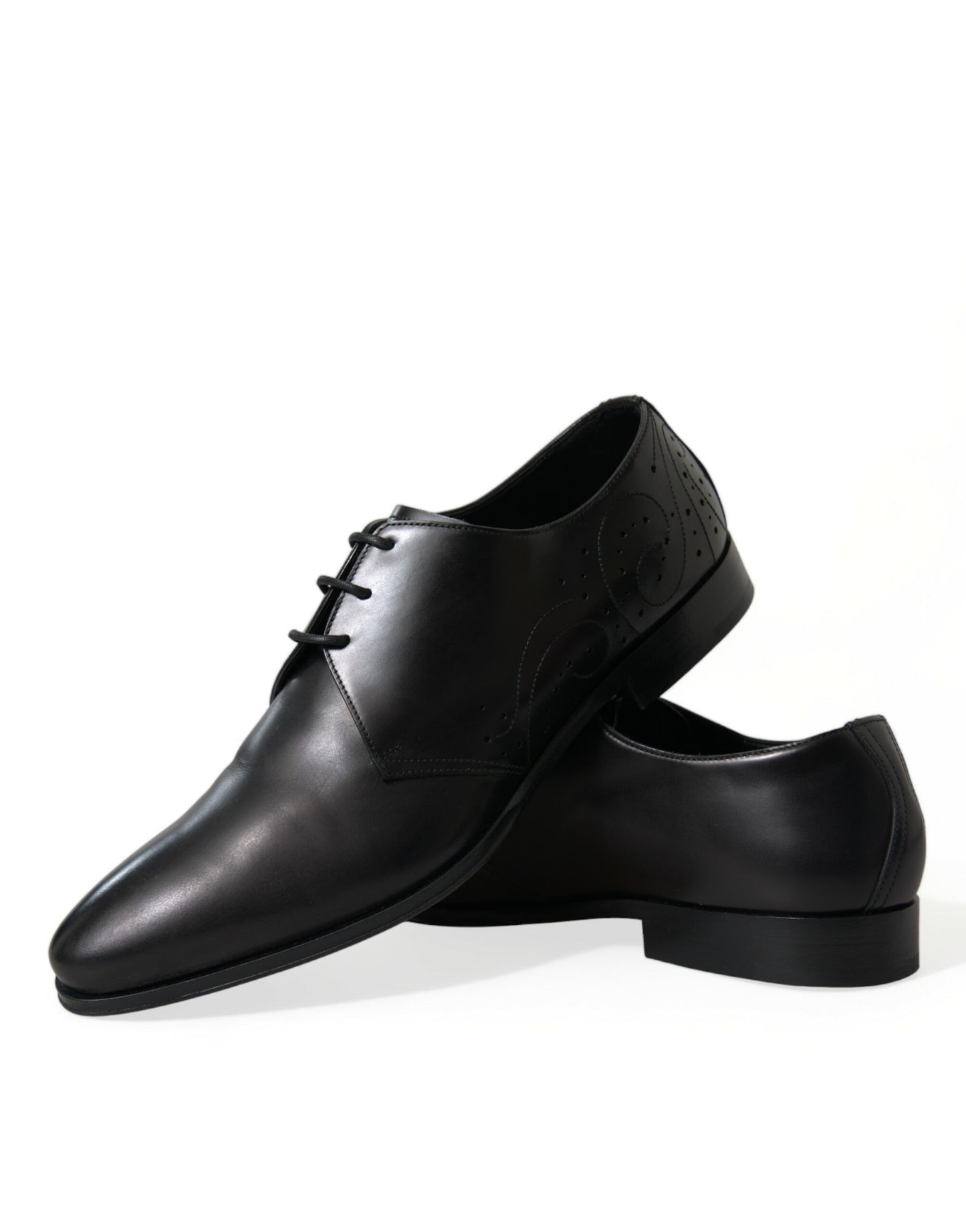 Elegantes zapatos de vestir Derby de cuero negro de Dolce &amp; Gabbana