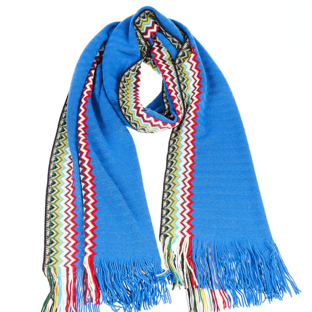 Bufanda de hombre de lana azul Missoni