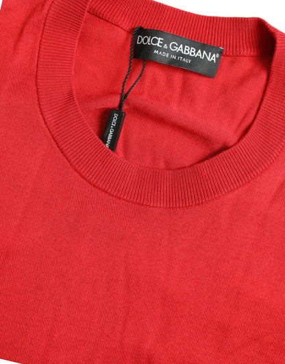 Top de cuello redondo de seda roja de Dolce &amp; Gabbana