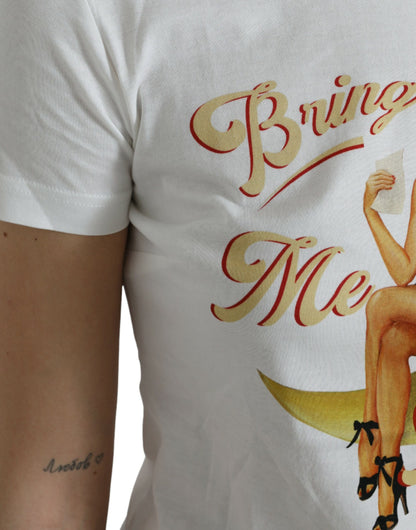 Camiseta elegante de algodón blanca con cuello redondo de Dolce &amp; Gabbana