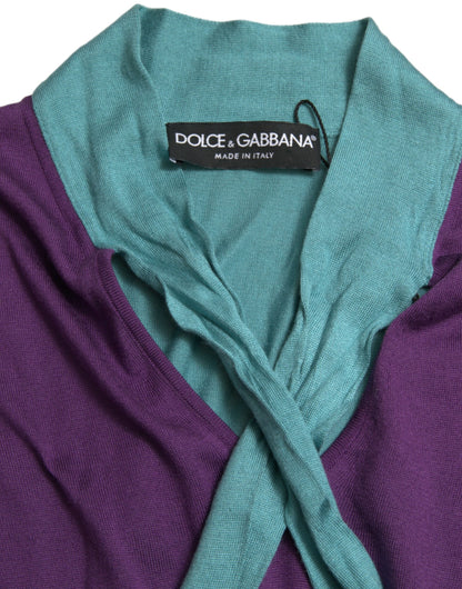 Dolce & Gabbana Multicolor Silk Pussy-bow Sweater