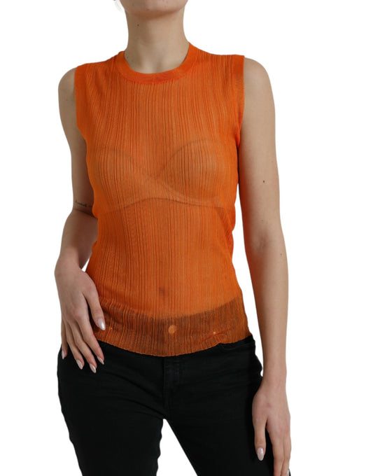 Camiseta sin mangas con cuello redondo y color naranja chic de Dolce &amp; Gabbana