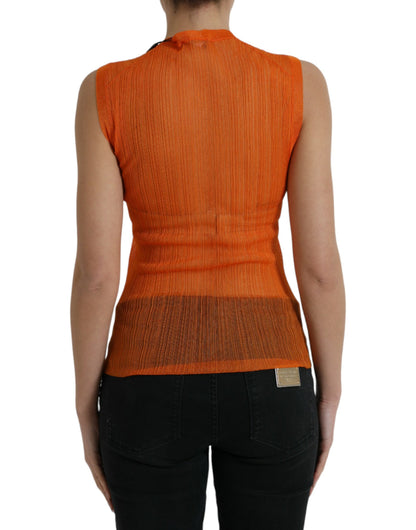 Camiseta sin mangas con cuello redondo y color naranja chic de Dolce &amp; Gabbana