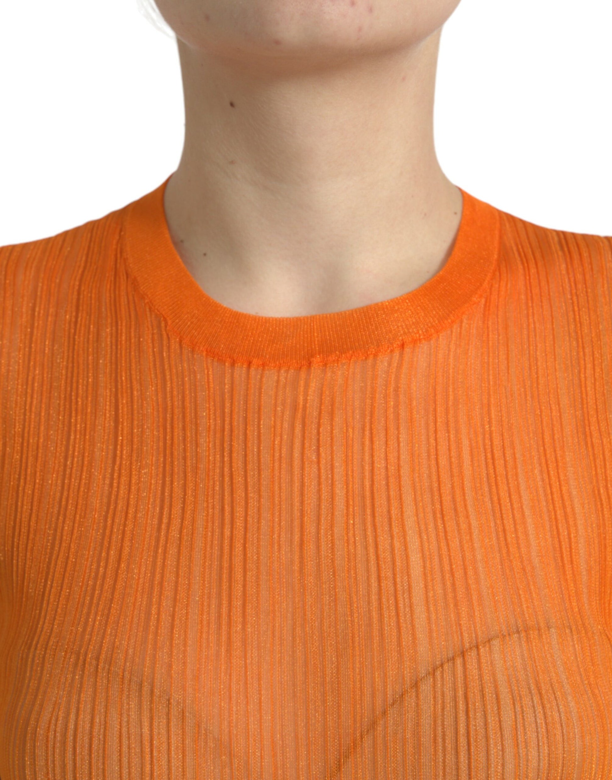 Camiseta sin mangas con cuello redondo y color naranja chic de Dolce &amp; Gabbana