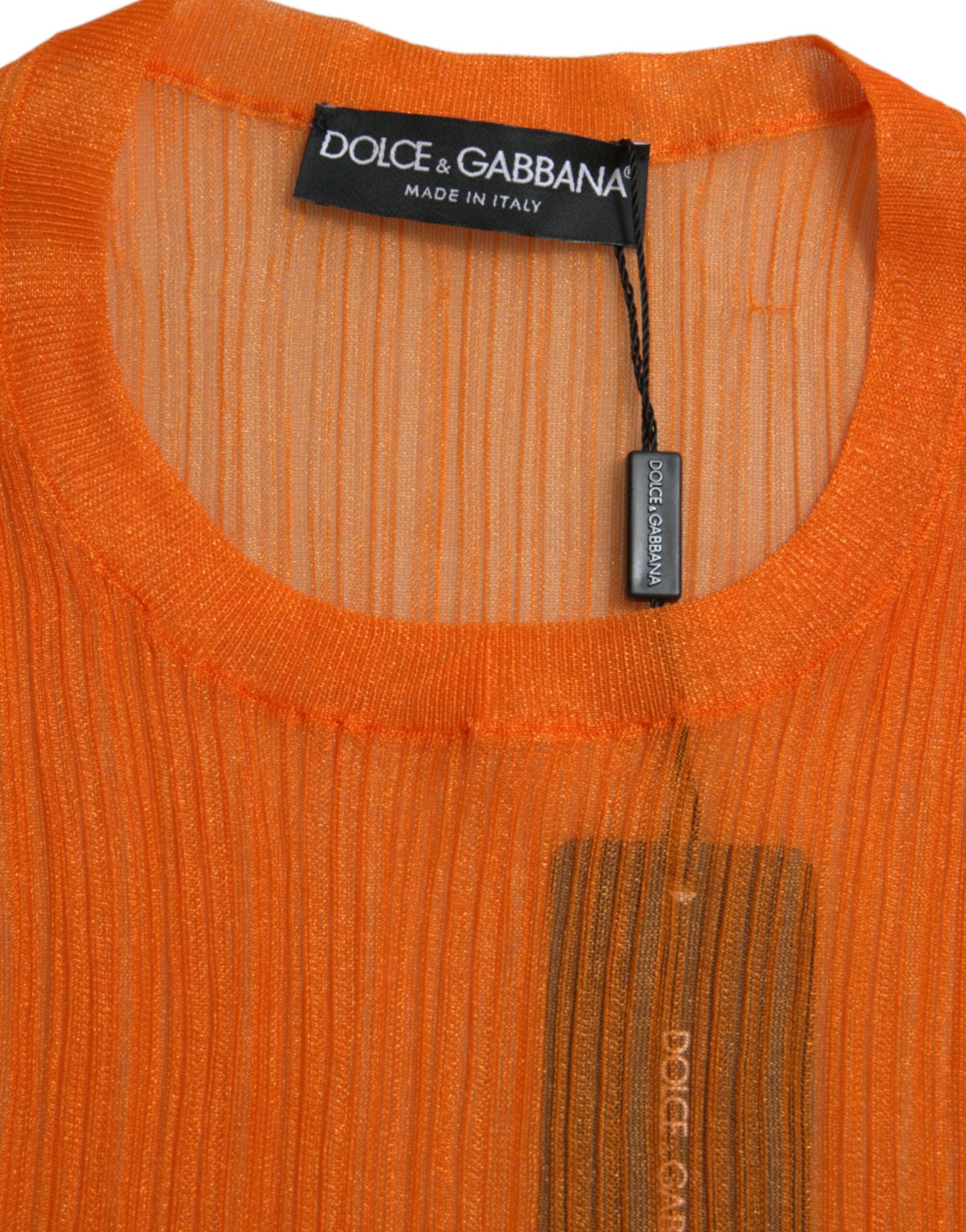 Camiseta sin mangas con cuello redondo y color naranja chic de Dolce &amp; Gabbana