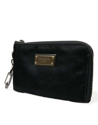 Bolso Elite de nailon y cuero negro con detalle de logotipo