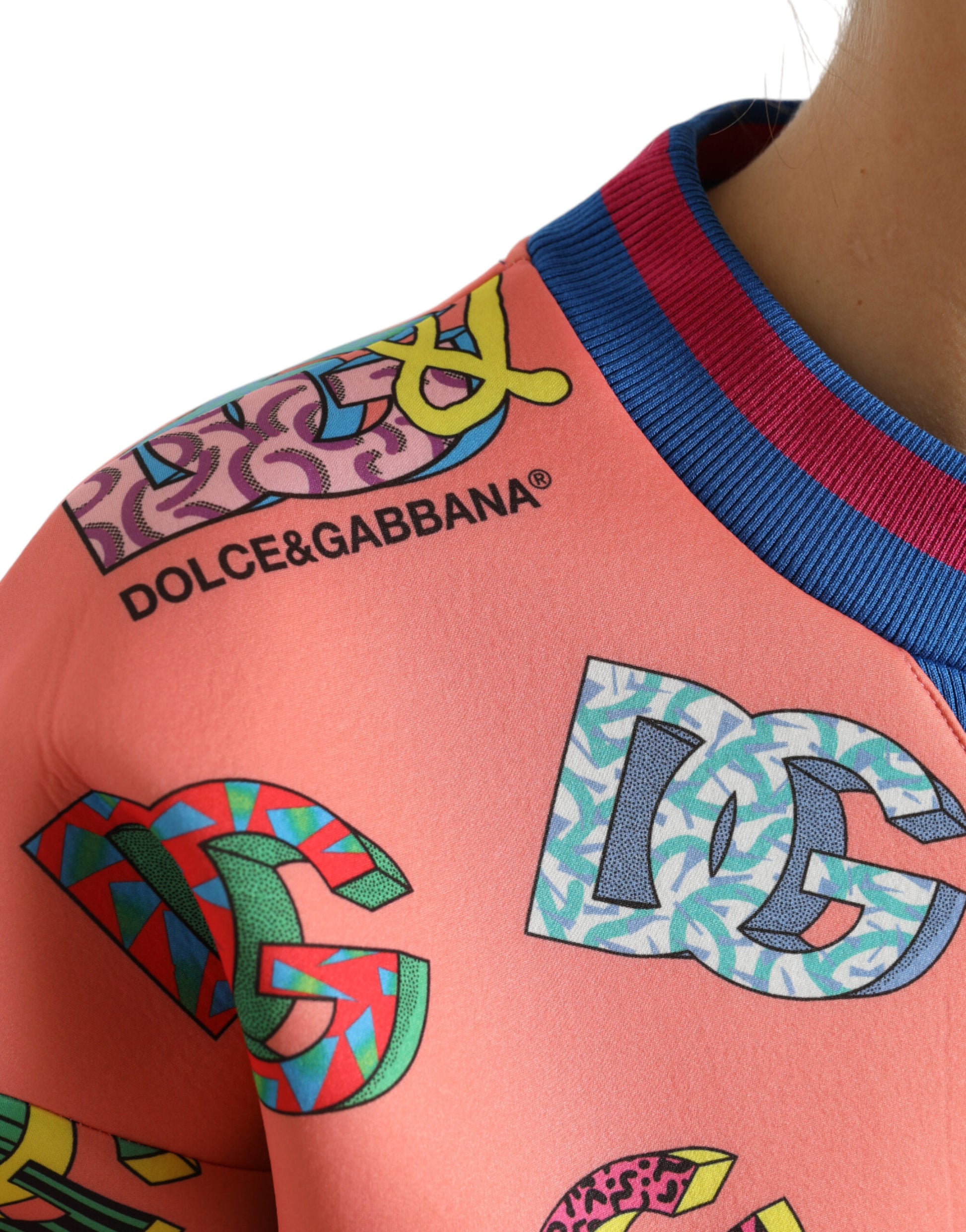 Sudadera con cuello redondo y logotipo en color rosa salmón de Dolce &amp; Gabbana