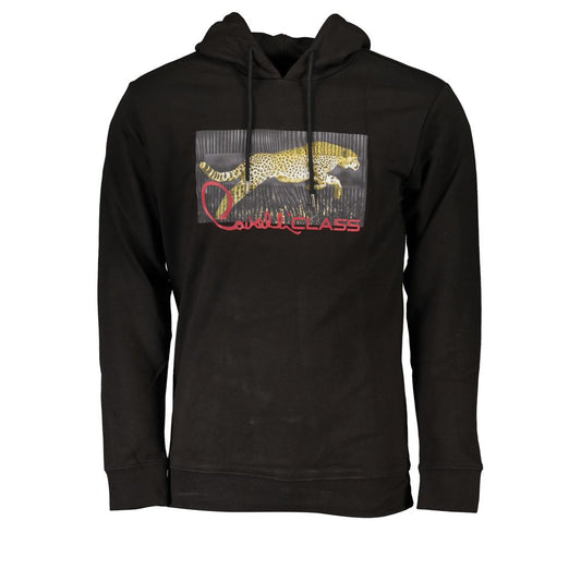 Sudadera con capucha elegante y logotipo de Cavalli Class en color negro