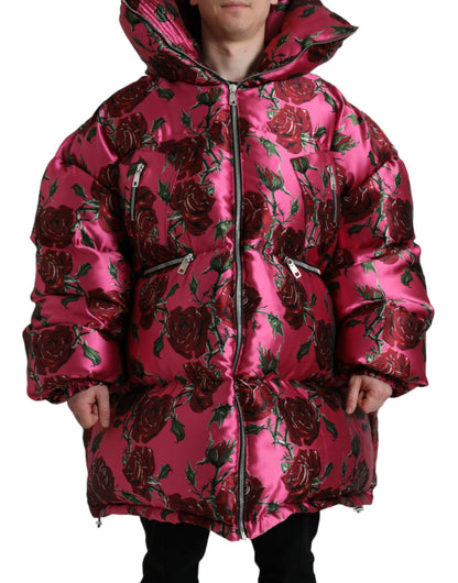 Chaqueta acolchada con estampado de rosas elegante de Dolce &amp; Gabbana