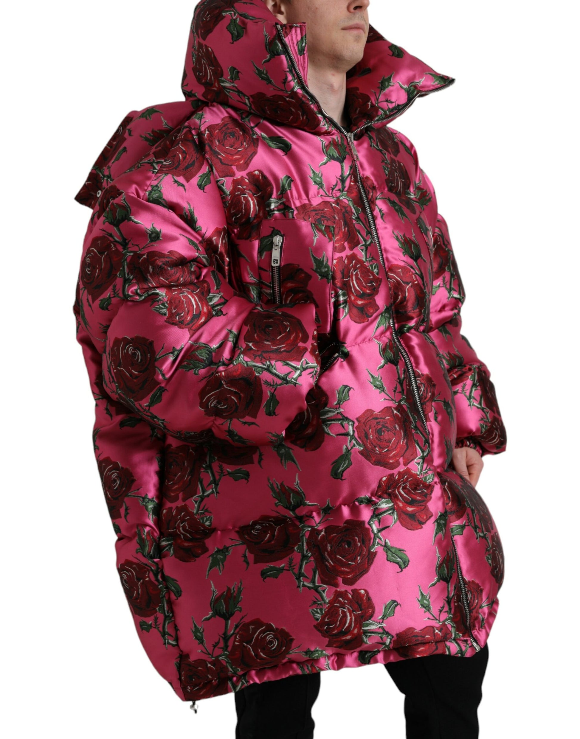 Chaqueta acolchada con estampado de rosas elegante de Dolce &amp; Gabbana